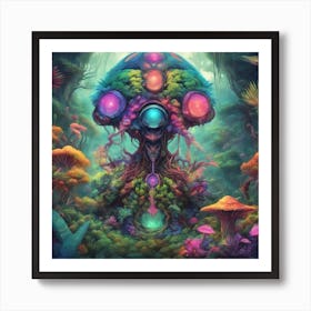 Imagination, Trippy, Synesthesia, Ultraneonenergypunk, Unique Alien Creatures With Faces That Looks (18) Art Print