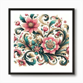 Ornate Floral Design 1 Art Print