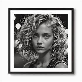 Portrait Of A Woman With Curly Hair Art Print