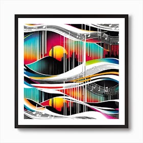 Abstract Background With Music Notes Art Print