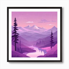 Misty mountains background in purple tone 123 Art Print