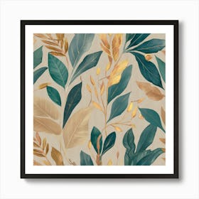 Gold Leaves Wallpaper Art Print