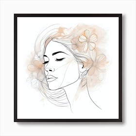Portrait Of A Woman With Flowers 6 Art Print