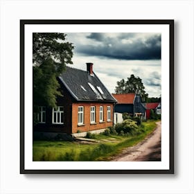 House Baltic City Countryside Window Colours View Brick Black Street Latvia Background L (2) Art Print