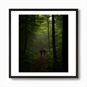 Couple Walking In The Woods Art Print