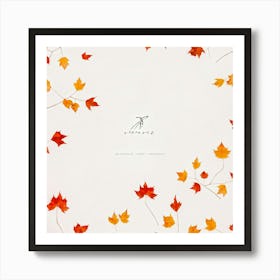 Autumn Artwork Showcasing Minimalist Design Featuring An Inventive Spread Of Leaves And Berries Sca (3) Art Print