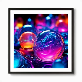 Glow Shapes Neon Bright Color 3d Fluid Bubbles Luminous Vibrant Vivid Radiant Flowing G (22) Art Print