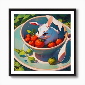 White Rabbit In A Cup Art Print