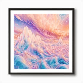 Icy Mountainscape At Sunset Art Print