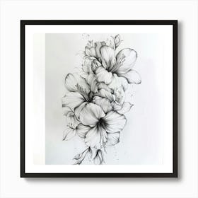 Black And White Flowers Art Print