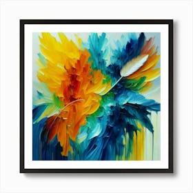 Gorgeous, distinctive yellow, green and blue abstract artwork 14 Art Print