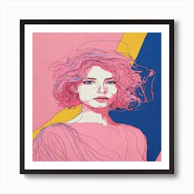 Girl With Pink Hair Art Print