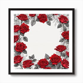 Red Roses Frame 2 Art Print