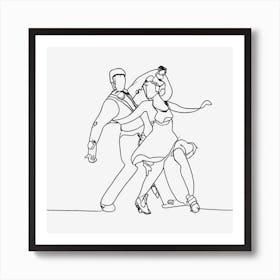 Tango Dancers Line Art Art Print