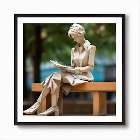 Origami Urban Woman Reading Art Print