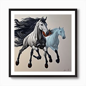 Two Horses Running Art Print