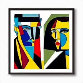 Man And Woman cubist portrait Art Print