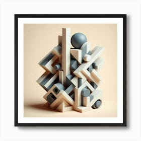 Abstract Sculpture With Geometric Shapes (2) Art Print