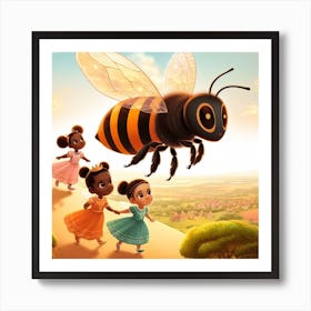 Bee And Kids2 Art Print