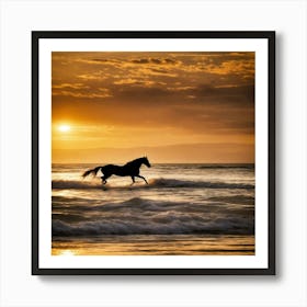 Horse At Sunset Art Print