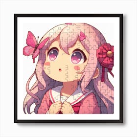 Anime Girl With Pink Hair 3 Art Print