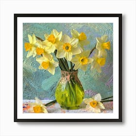 Firefly Vintage Daffodils In A Vase 37209 Art Print