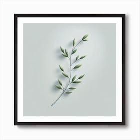 "Whispers of Growth"  A single olive branch, symbolizing peace and victory, casts a gentle shadow on a soft grey backdrop, its leaves a gradient of life's green hues.  This piece, 'Whispers of Growth', captures the essence of new beginnings and the peaceful journey of growth. It's an ideal centerpiece that brings a breath of fresh air and tranquility to your living space, embodying the spirit of hope and renewal. Art Print