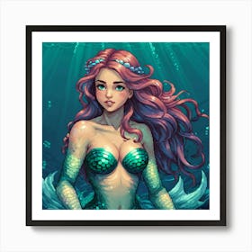 Pixel Mermaid 1 Art Print