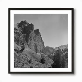 Lemhi County, Idaho, Sheer Cliffs Rise From The Road Along Williams Creek By Russell Lee Art Print