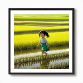 Girl In A Rice Field Art Print