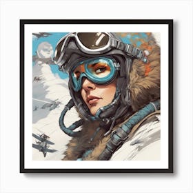 A Badass Anthropomorphic Fighter Pilot Sloth, Extremely Low Angle, Atompunk, 50s Fashion Style, Intr Art Print