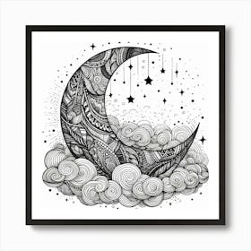 Crescent In The Clouds Art Print