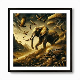 Elephants In The Desert Art Print