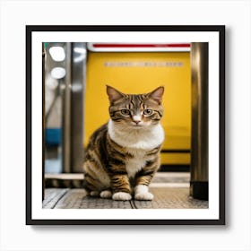Cat In Subway Station Art Print