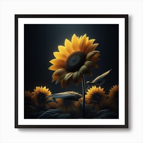 Sunflowers In The Dark Art Print