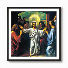 An Impressionist Oil Paint-Jesus Christ And The Disciples Art Print