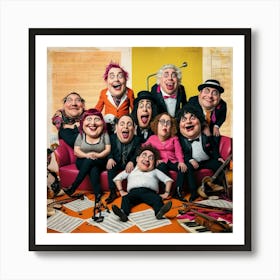 Group Of People Sitting On A Couch Art Print