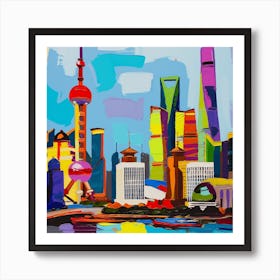 Abstract Travel Collection Shanghai China 3 Art Print