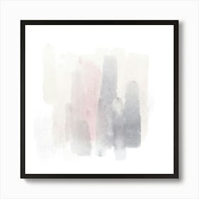 Grey, Pink, Modern Abstract Art Art Print