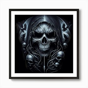 Skull And Crows Art Print