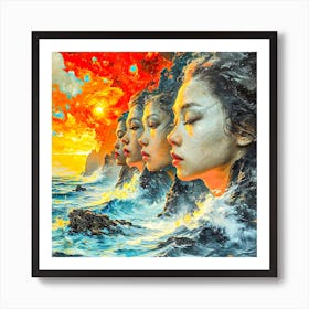 Cliff wall of faces Art Print