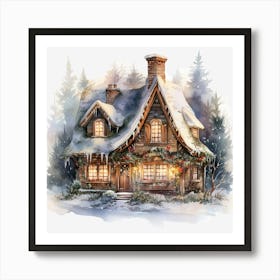 Christmas House In The Woods 5 Art Print