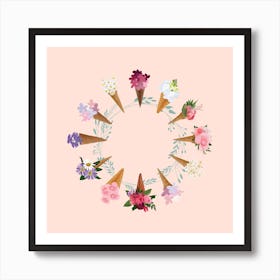 Wreath Flowers Wreath Tap Flower Art Print