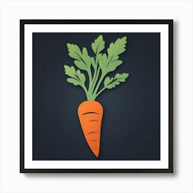 Carrot On Black Background Art Print
