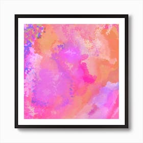 Watercolor Pink And Orange Wet Wash Style Painting Art Print