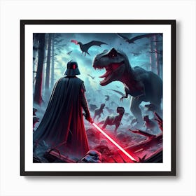 Darth Vader Versus Dinosaurs Star Wars Art Print Art Print