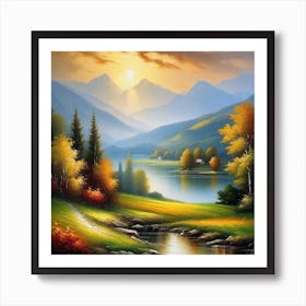 Sunset In The Mountains 31 Art Print