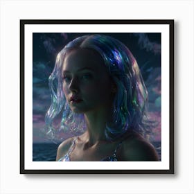 Girl In A Blue Dress Art Print