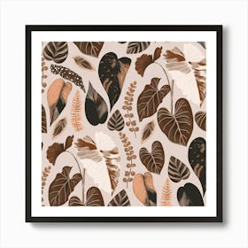 Tropical Leaves Earth Tones Art Print