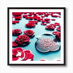 Red Roses On Water Art Print